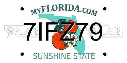 7IFZ79 Florida License Plate