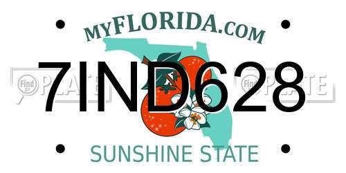 7IND628 Florida License Plate