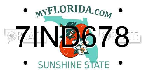 7IND678 Florida License Plate