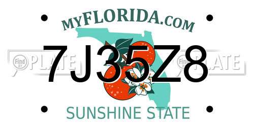 7J35Z8 Florida License Plate