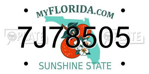 7J78505 Florida License Plate