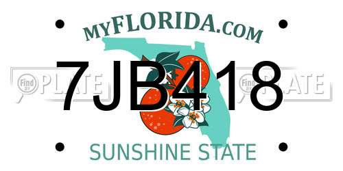 7JB418 Florida License Plate