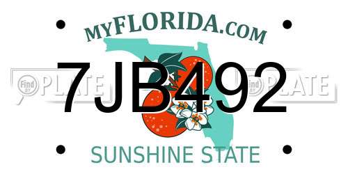 7JB492 Florida License Plate