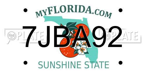 7JBA92 Florida License Plate