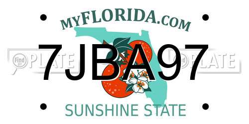 7JBA97 Florida License Plate