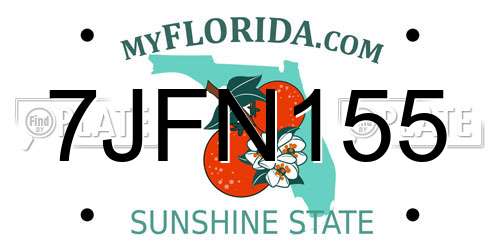 7JFN155 Florida License Plate