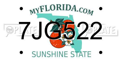7JG522 Florida License Plate