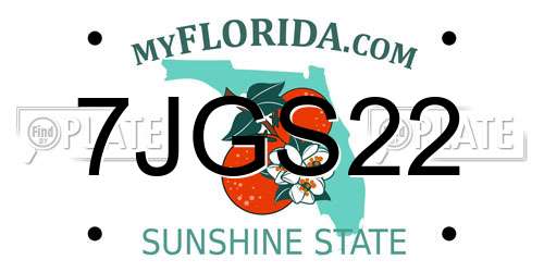 7JGS22 Florida License Plate