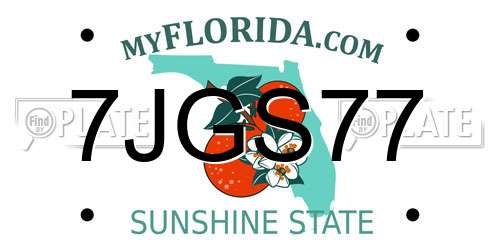 7JGS77 Florida License Plate
