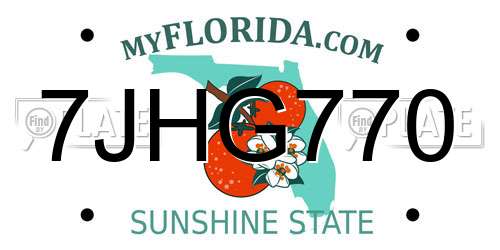 7JHG770 Florida License Plate