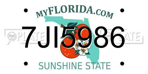 7JI5986 Florida License Plate