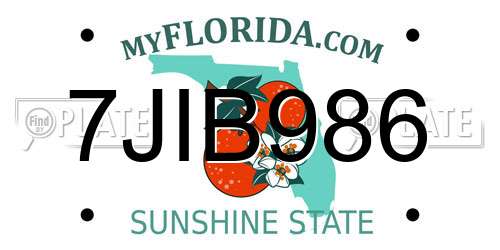 7JIB986 Florida License Plate