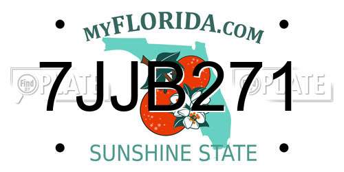 7JJB271 Florida License Plate
