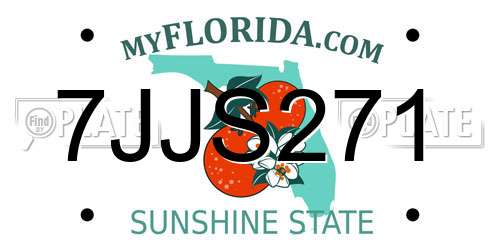 7JJS271 Florida License Plate