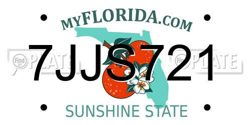 7JJS721 Florida License Plate