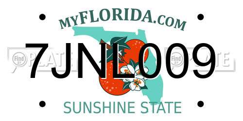 7JNL009 Florida License Plate