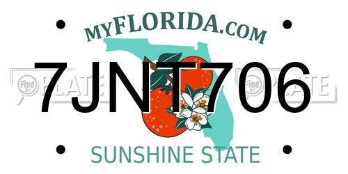 7JNT706 Florida License Plate