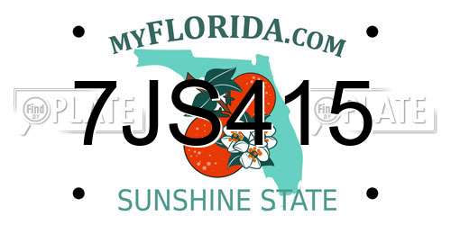 7JS415 Florida License Plate