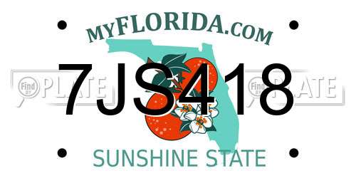 7JS418 Florida License Plate