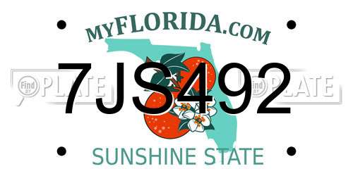 7JS492 Florida License Plate