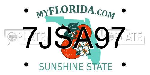 7JSA97 Florida License Plate