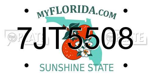 7JT5508 Florida License Plate