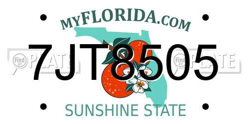 7JT8505 Florida License Plate