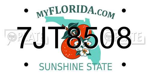 7JT8508 Florida License Plate