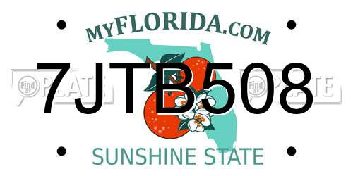 7JTB508 Florida License Plate
