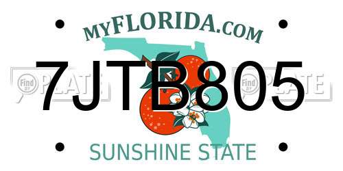 7JTB805 Florida License Plate