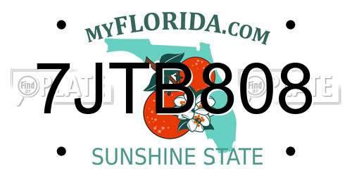 7JTB808 Florida License Plate