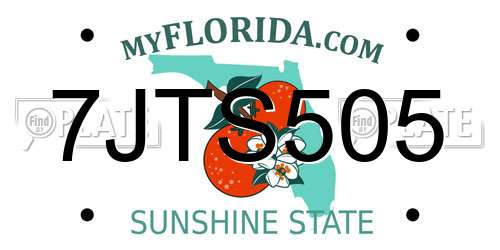 7JTS505 Florida License Plate