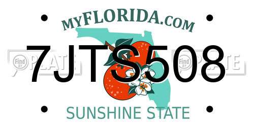 7JTS508 Florida License Plate
