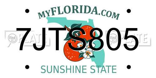 7JTS805 Florida License Plate