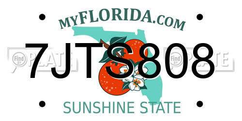 7JTS808 Florida License Plate