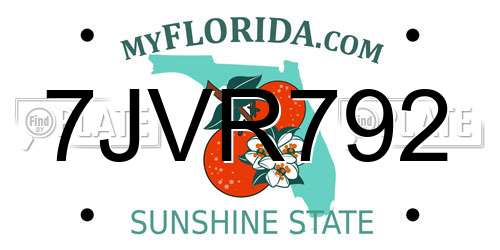 7JVR792 Florida License Plate