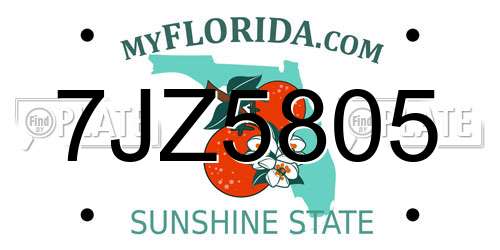 7JZ5805 Florida License Plate