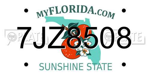 7JZ8508 Florida License Plate