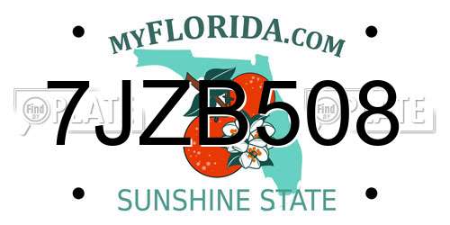 7JZB508 Florida License Plate