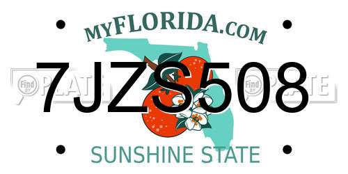 7JZS508 Florida License Plate