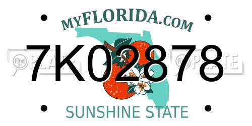 7K02878 Florida License Plate