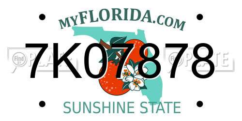 7K07878 Florida License Plate