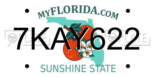 7KAY622 Florida License Plate