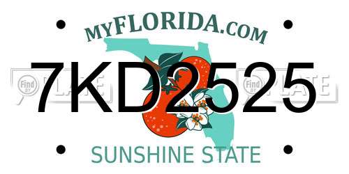 7KD2525 Florida License Plate