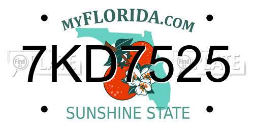 7KD7525 Florida License Plate