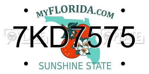 7KD7575 Florida License Plate