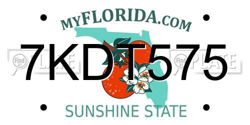 7KDT575 Florida License Plate