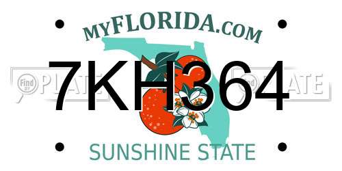 7KH364 Florida License Plate