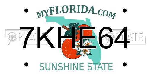 7KHE64 Florida License Plate