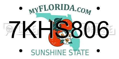 7KHS806 Florida License Plate